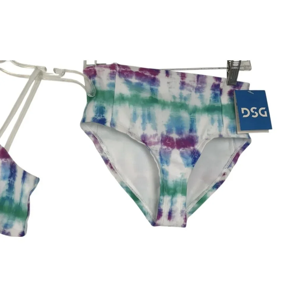 DSG Bikini And Rash guard Girls Size Small‎ Swim Tie Dye Purple Blue Green Set